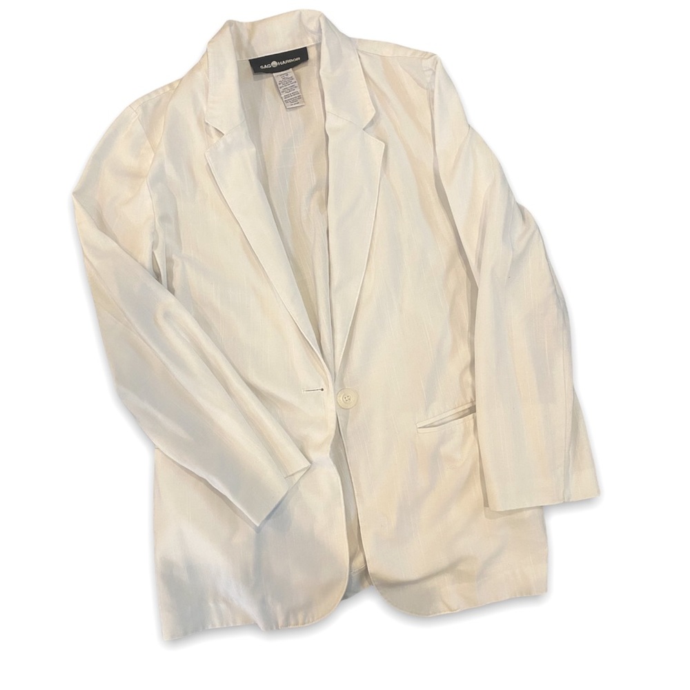 Linen long white blazer